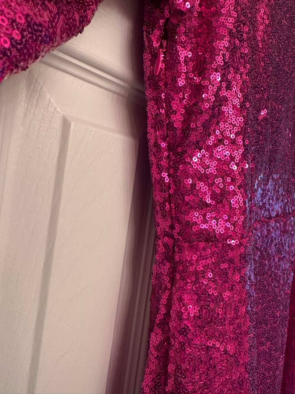 PrettyLittleThing Hot Pink Sequin Long Sleeve Mini Dress - Picture 6 of 8